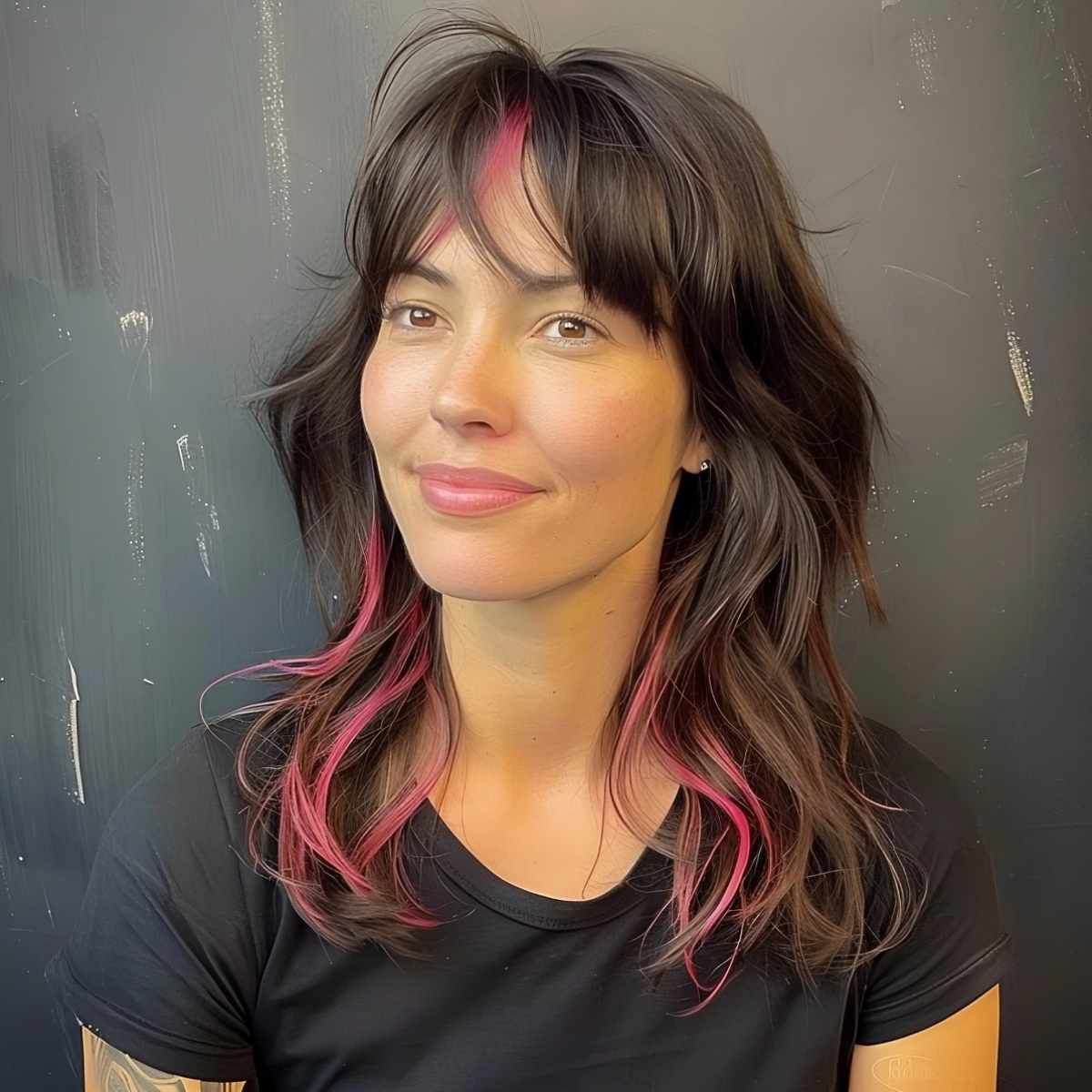 Layered Octopus Hair with Pink Underlights