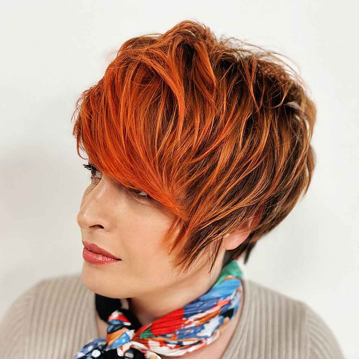 Layered Pixie Bob with Heavy Side Bangs