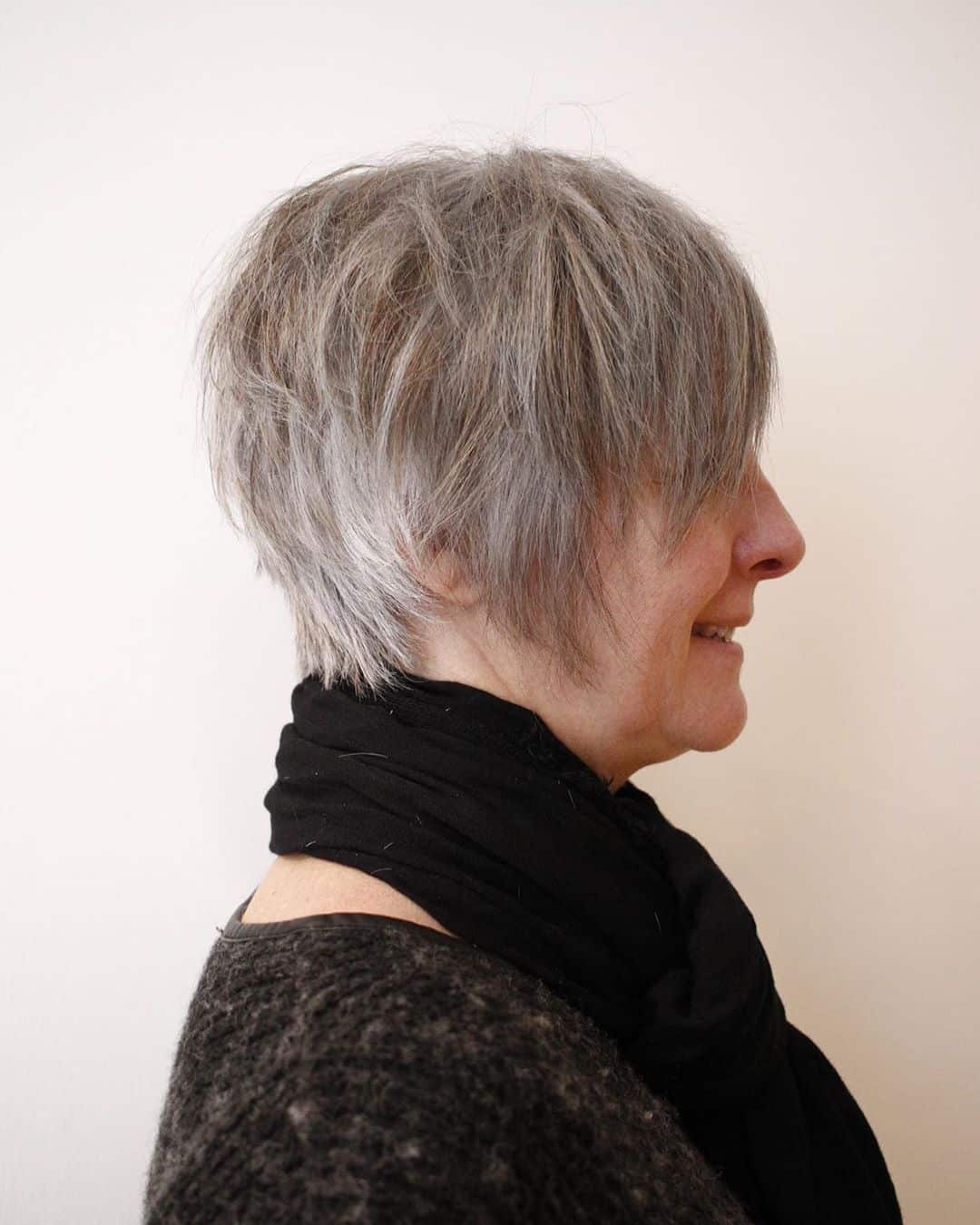 layered pixie for 50 year old woman