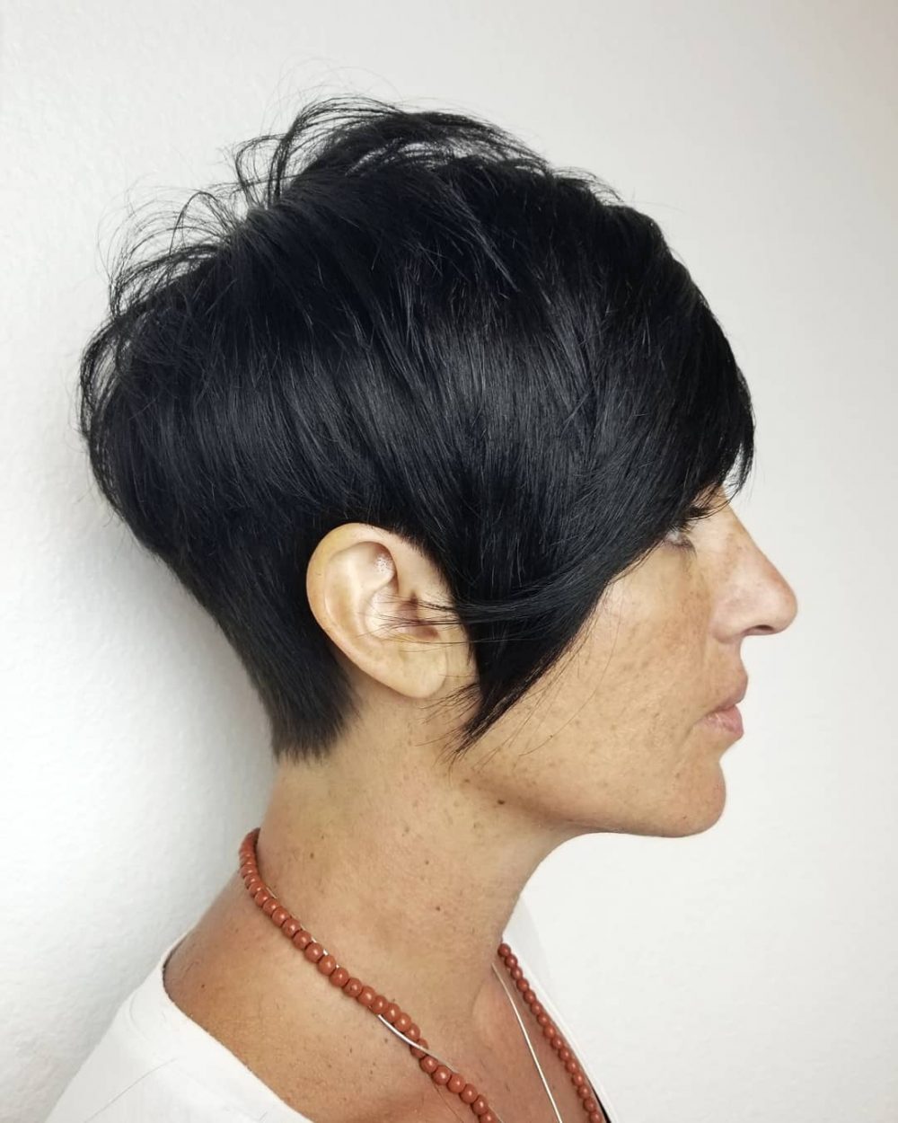 Black Layered Pixie With Long Bangs