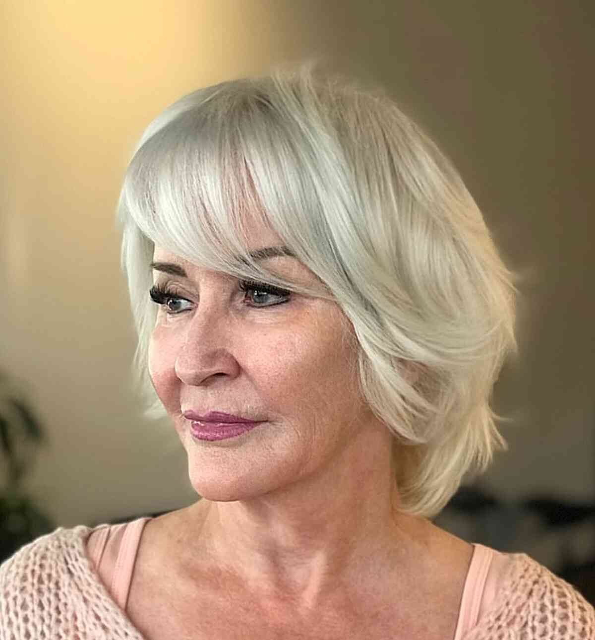Layered Platinum Perfection for Ladies Aged Sixty