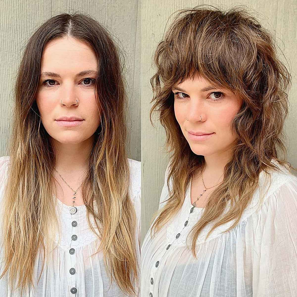 Layered Shag Haircut with Bangs for Women Over 30