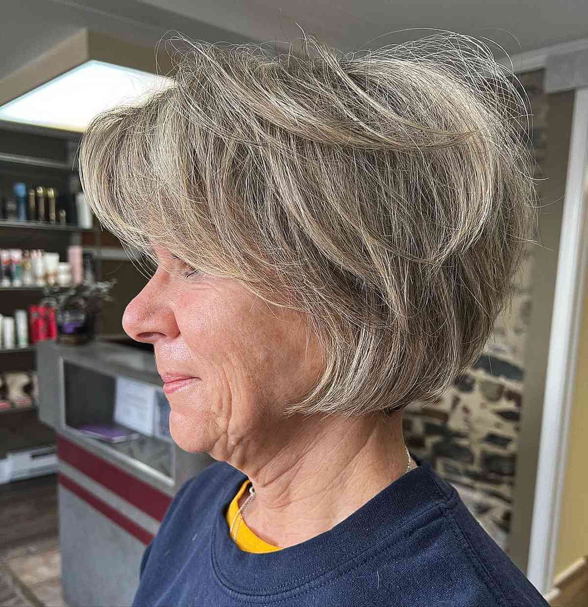 Layered Short Bob for Women Over 50 with Thick Hair