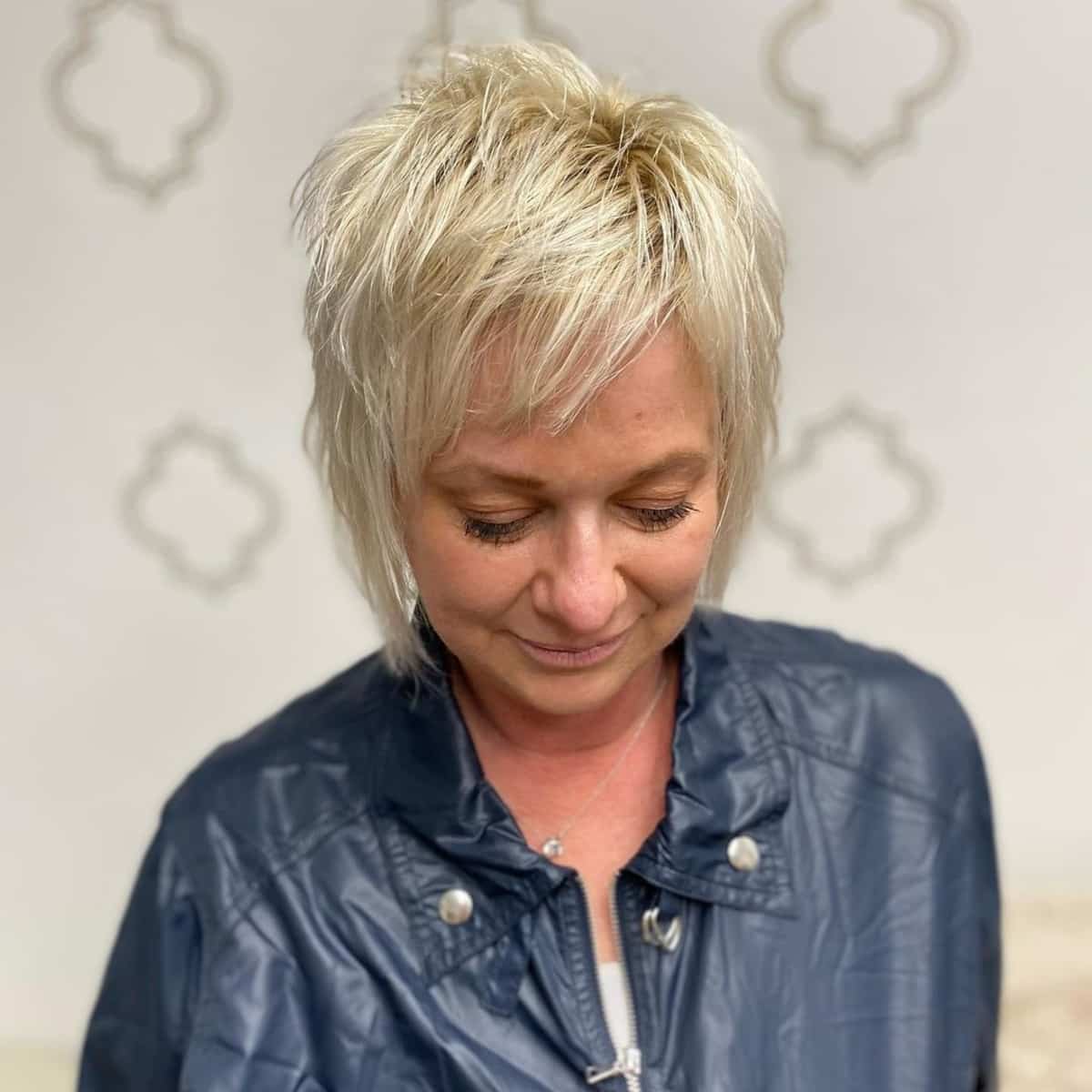 Layered short hair for women over 60 with Fine Hair
