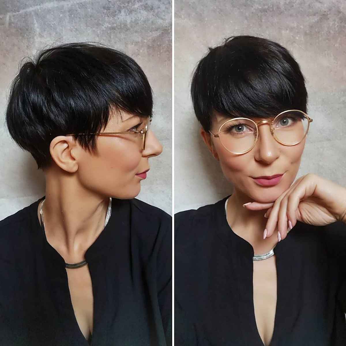 Corte Pixie de capas cortas para mujeres con gafas