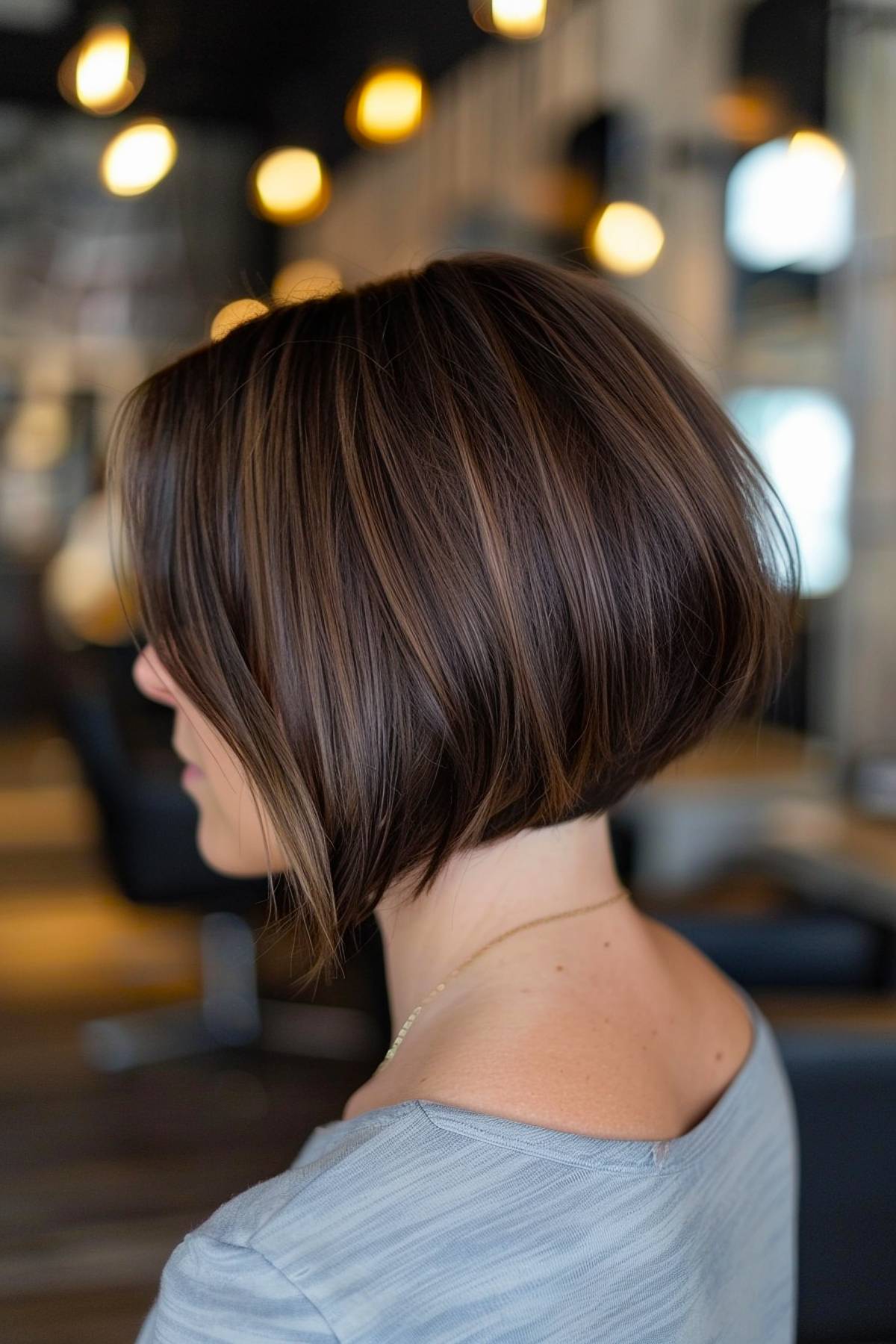 Blunt stacked bob with sharp edges