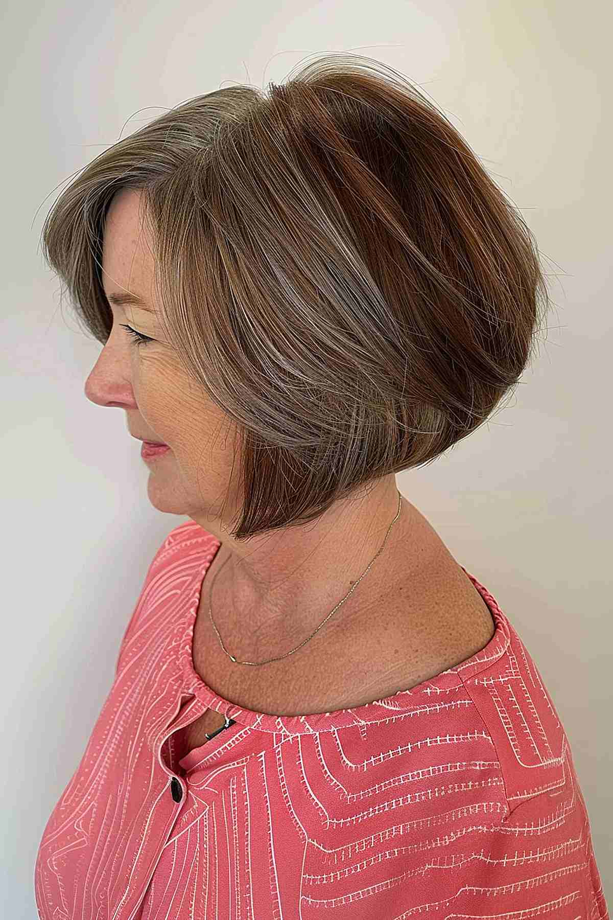 Layered Bob Hairstyle for Thin Haired 60-year-olds