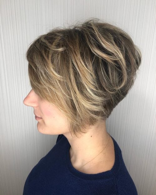 Layered pixie bob with bangs