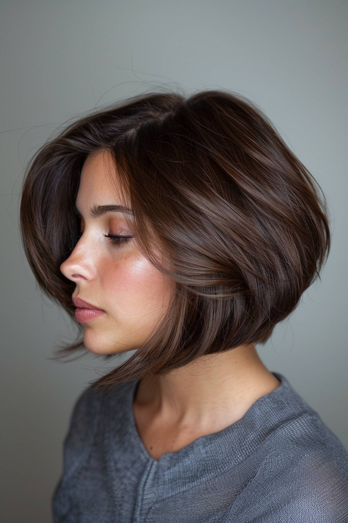 Layered stacked bob for wavy hair