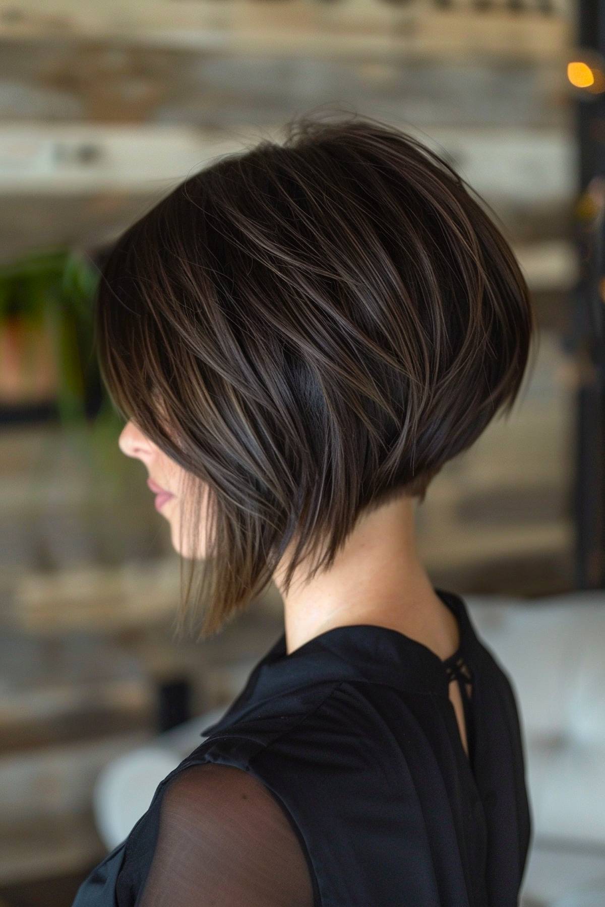 Layered stacked bob with defined cuts