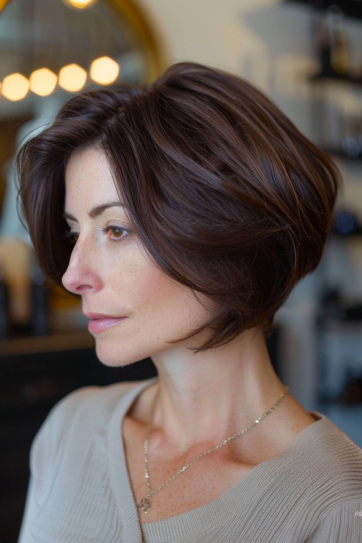 Voluminous layered stacked bob for thick hair