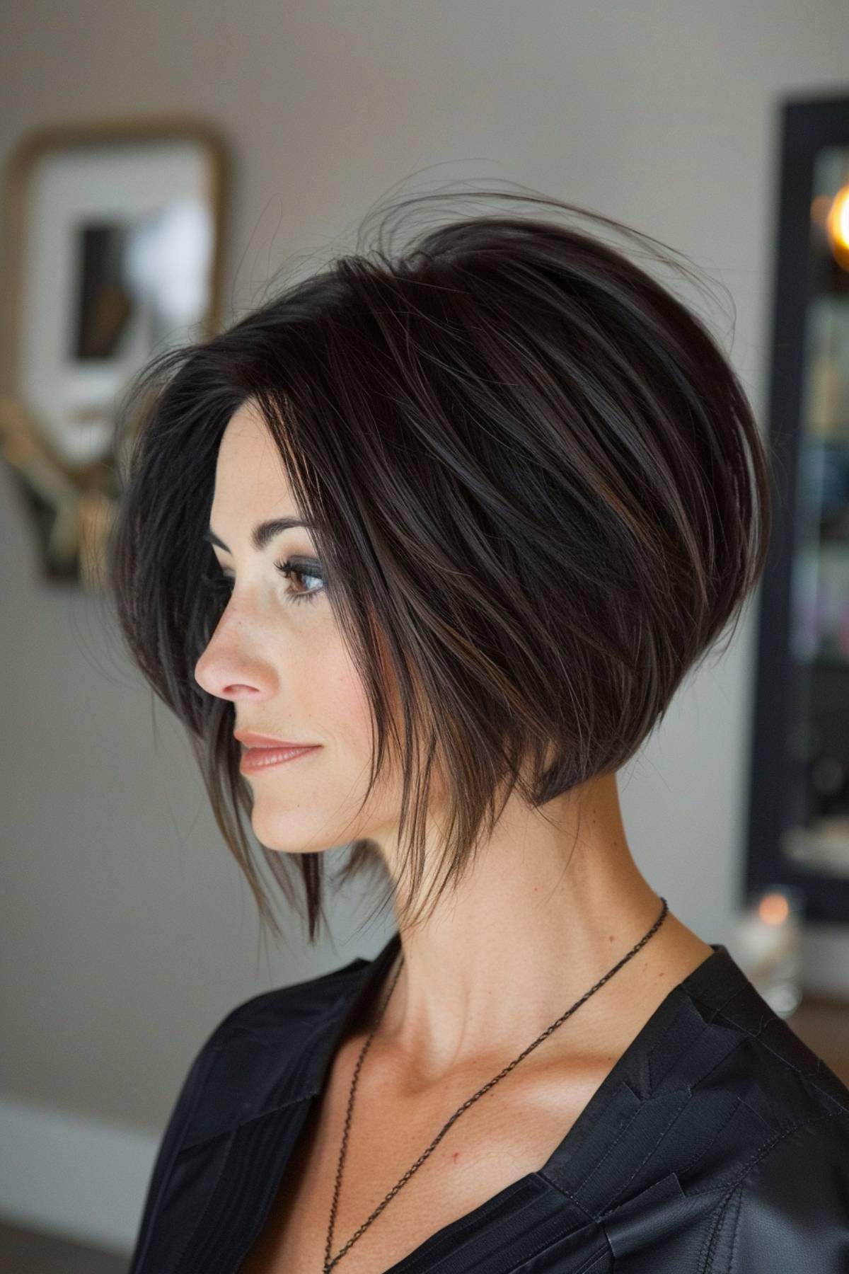 Angular stacked bob with sharp edges