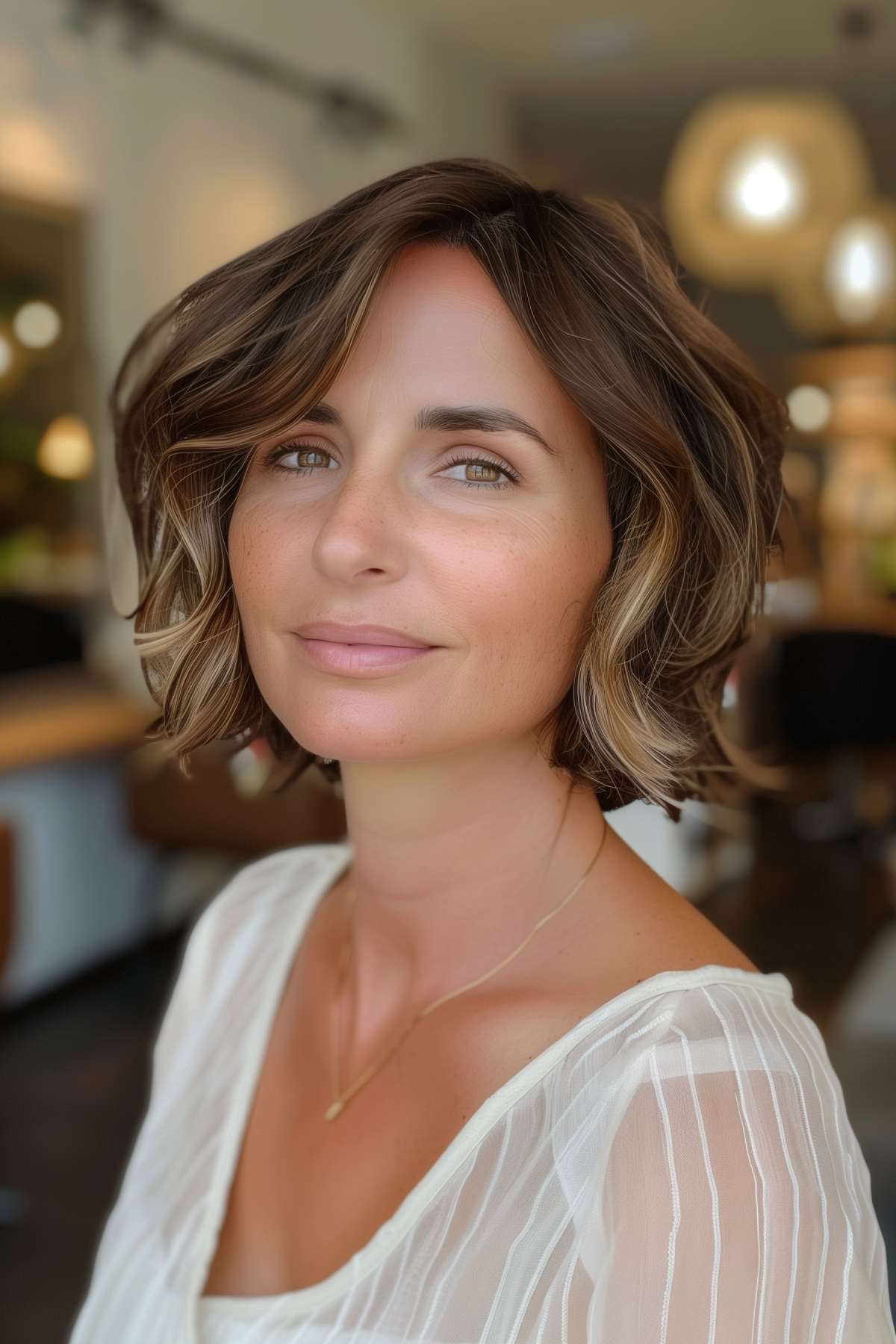 Layered wavy bob hairstyle for thick hair