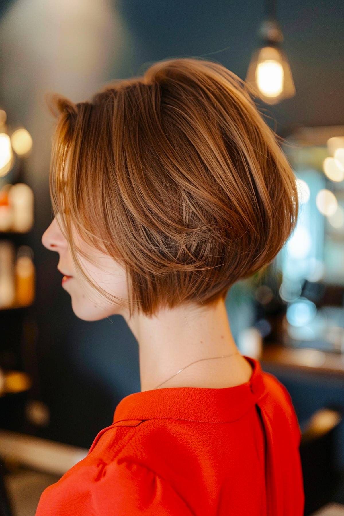 Layerluxe bob, jaw-length short bob with crown layers