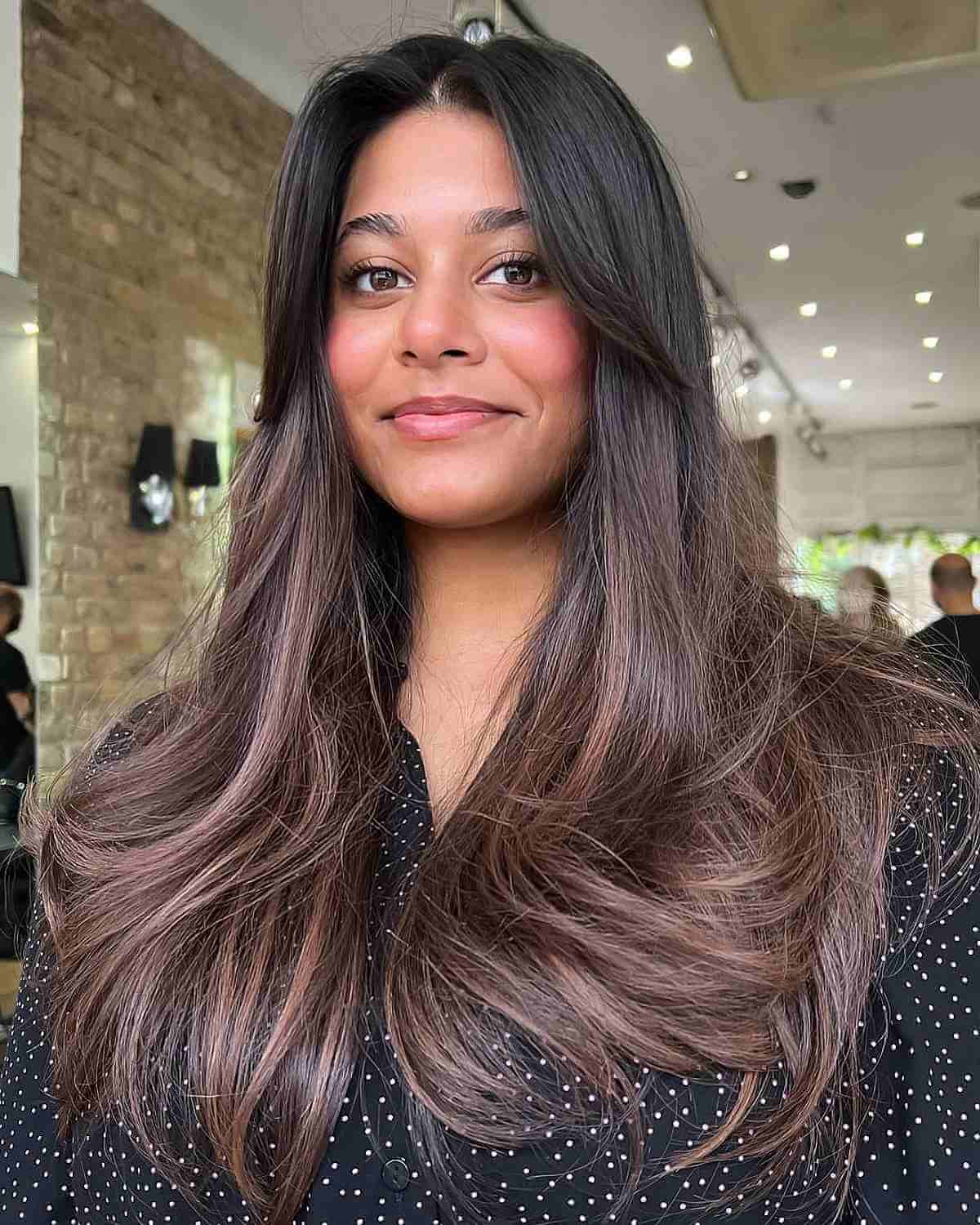 Classic Layers and Curtain Bangs for Long Hair