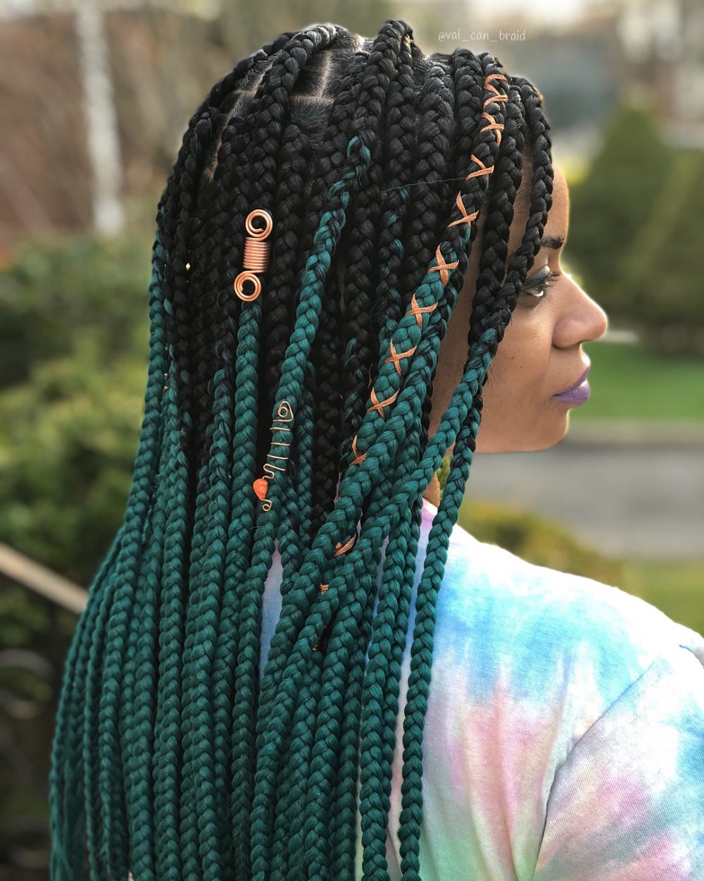 Braided Hair with Strings and Accessories