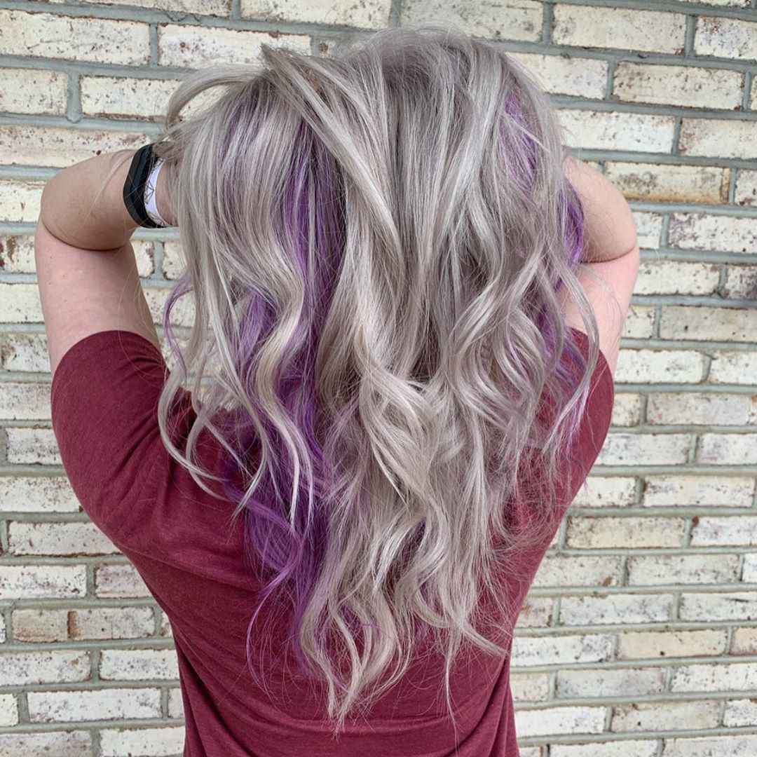 light ash blonde and violet hair