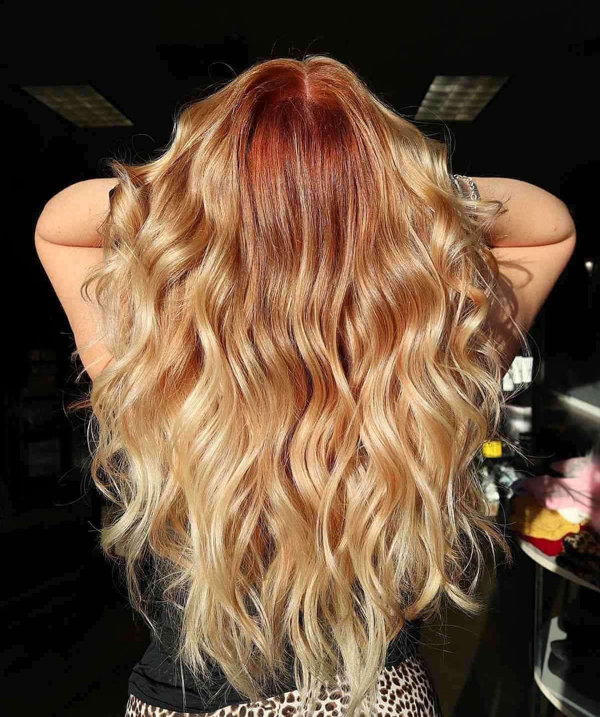 Light Blonde Hair with Strawberry Dark Roots