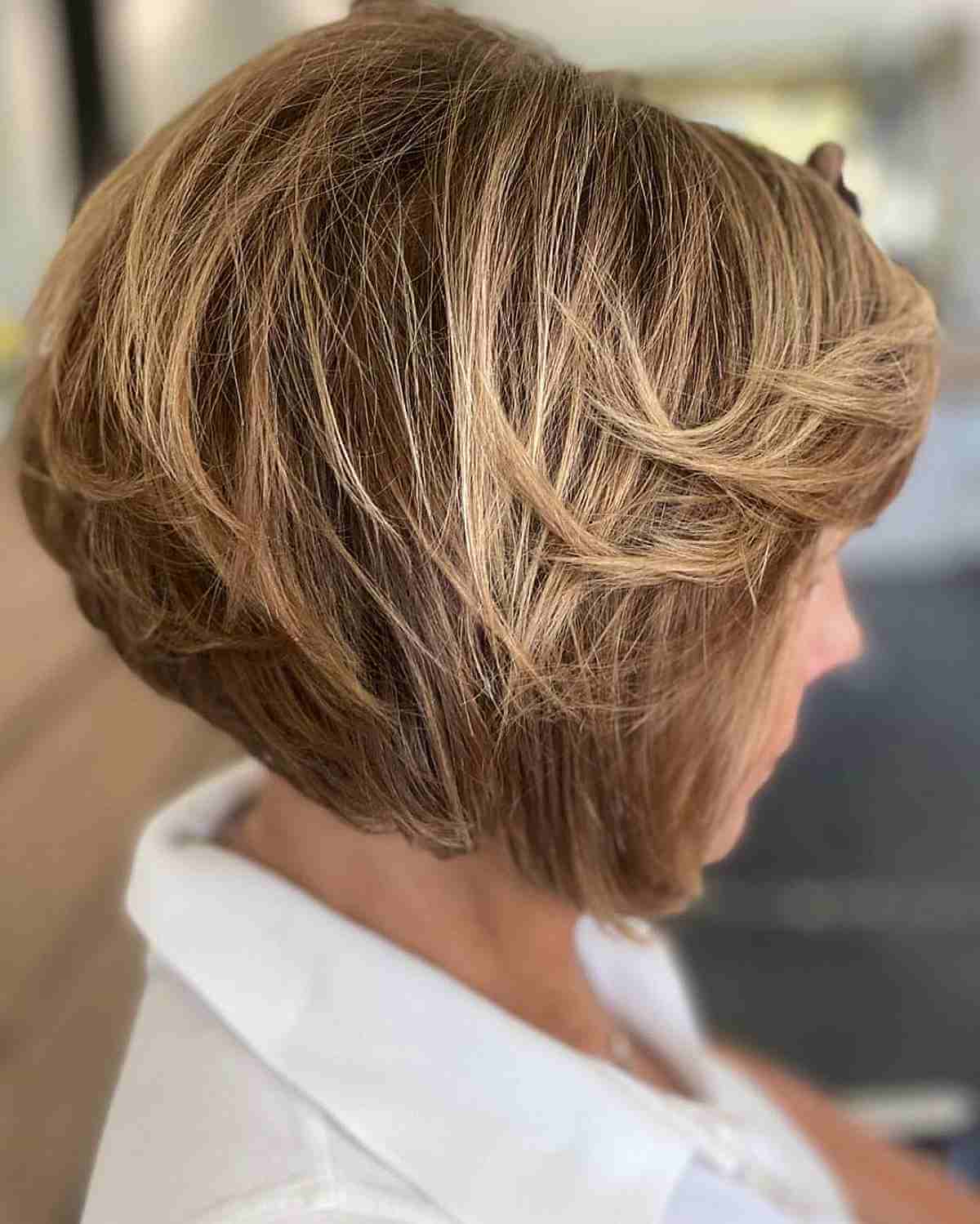 Light Brown Feathered Layers for Women Over Fifty