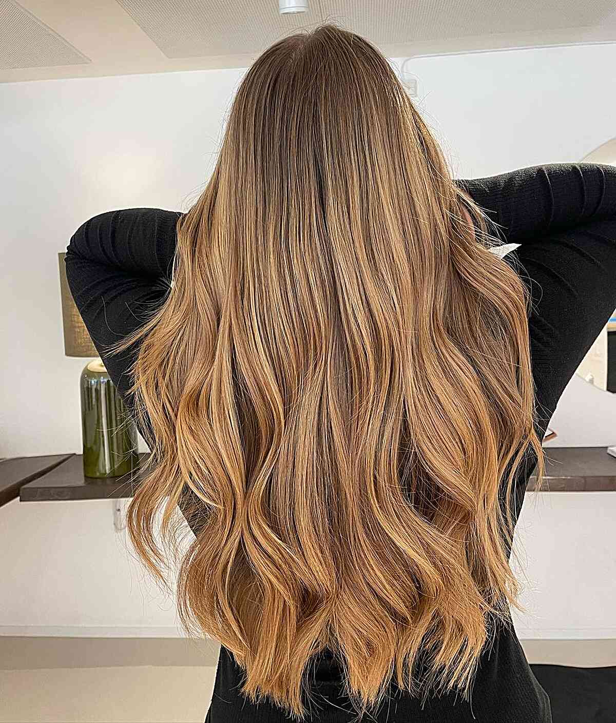 Light Brown Golden Balayage for Long Hair