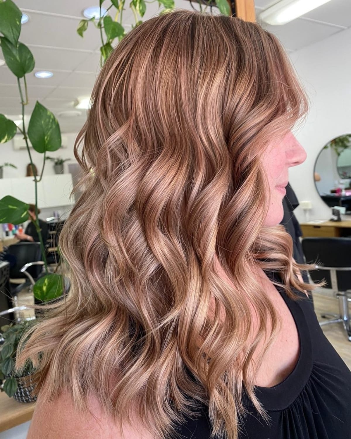 Light brown hair with bronze highlights