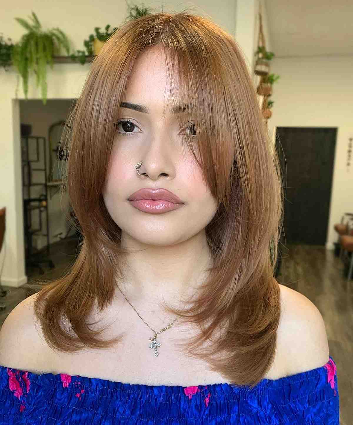 Beautiful Light Brown Hair with Layered Medium Cut