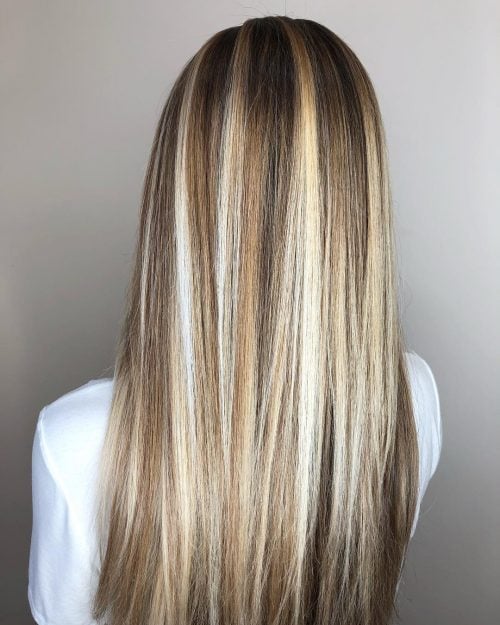 Light Brown with Chunky Light Blonde Highlights