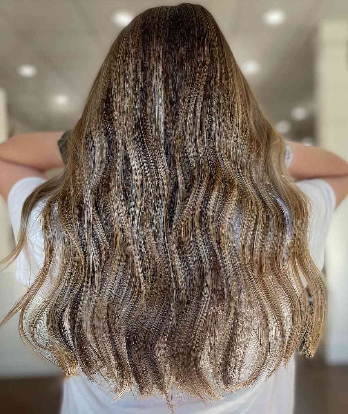Beautiful Light Brown Hair with Platinum Highlights and a Partial Balayage
