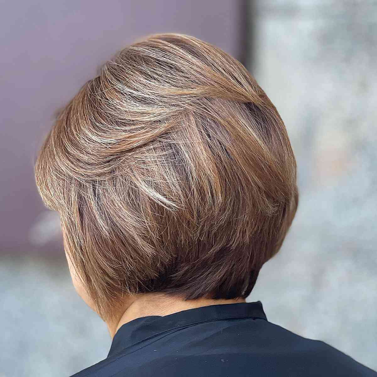 Light Brown Tapered Bob Cut with Layers