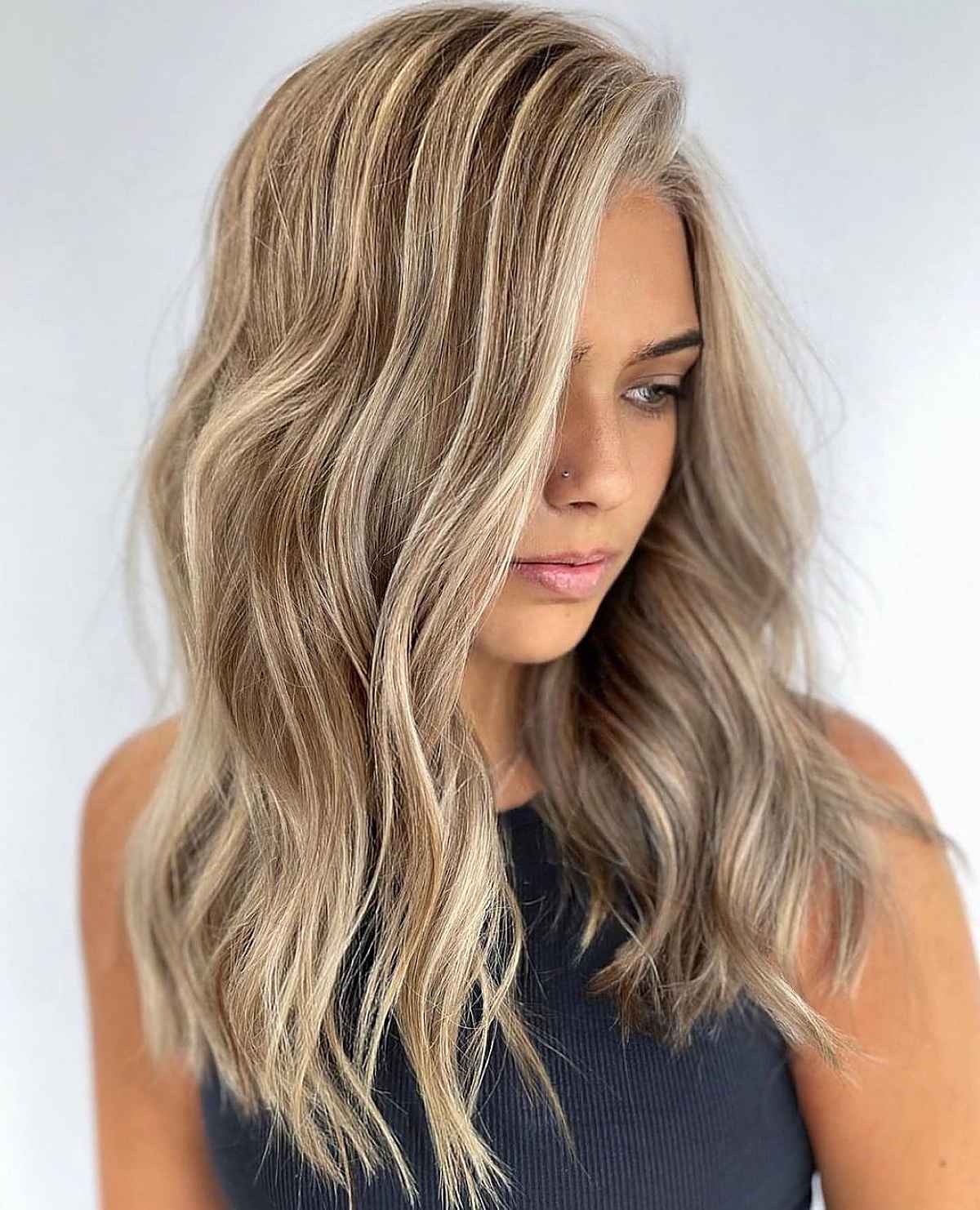 Natural-Looking Brunette Hair With Blonde Highlights