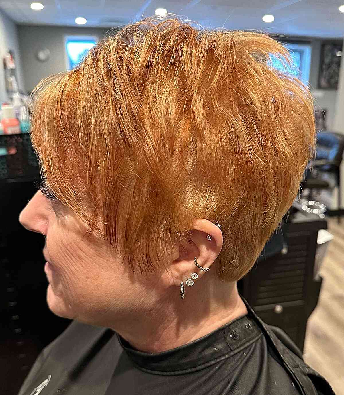 Light Copper with Short Choppy Pixie Cut and Layers for Women Over 60