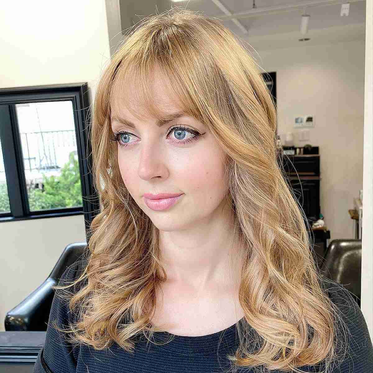 Light Golden Blonde Hair with Wispy Bangs