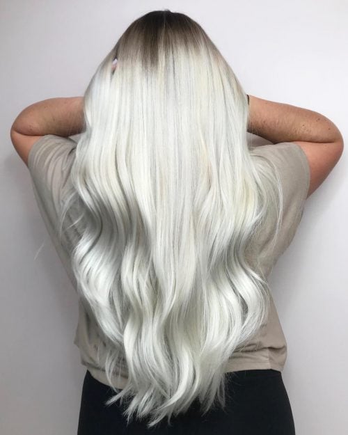 Healthy-Looking Light Icy Blonde with Dark Roots