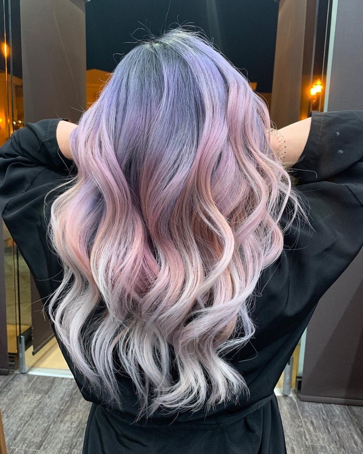 Light blue and purple hair highlights