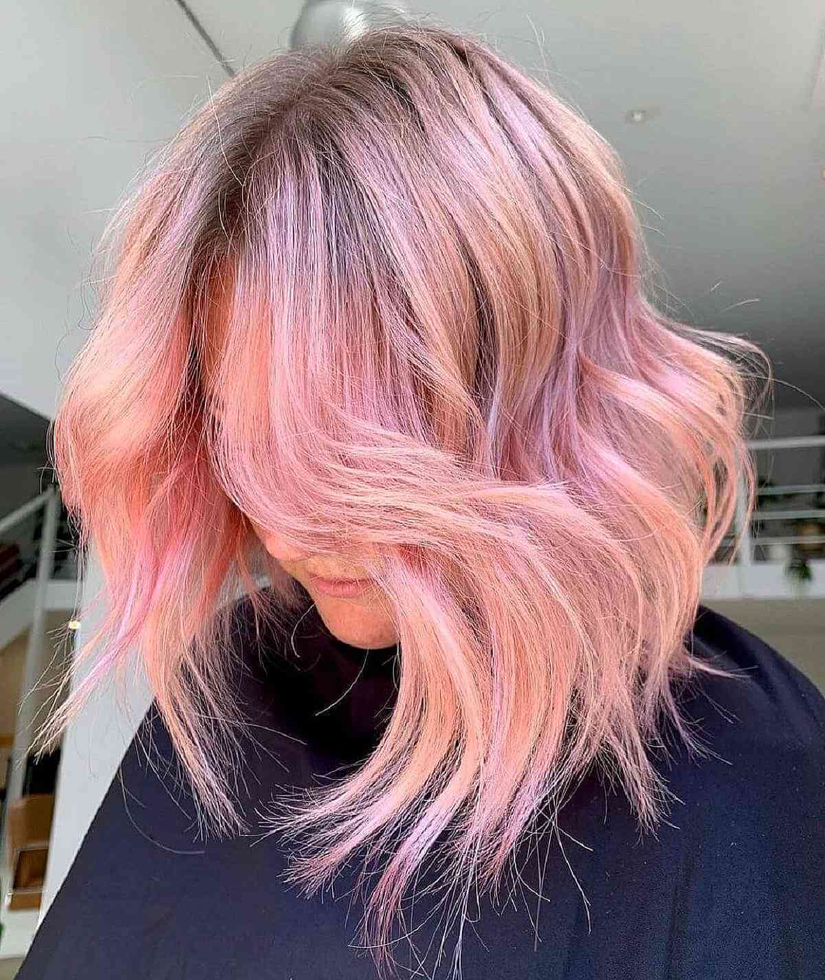 Light Pink with Brown Roots