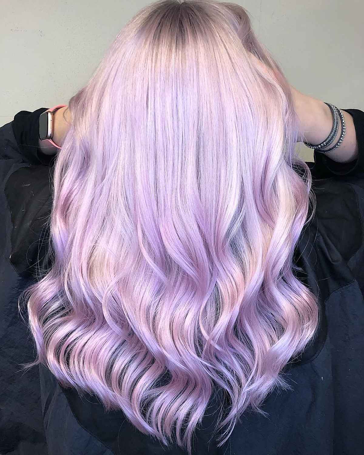 Silver hair with purple streaks