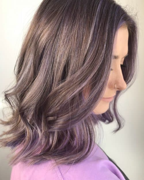 Light Purple Highlights with Curled Ends