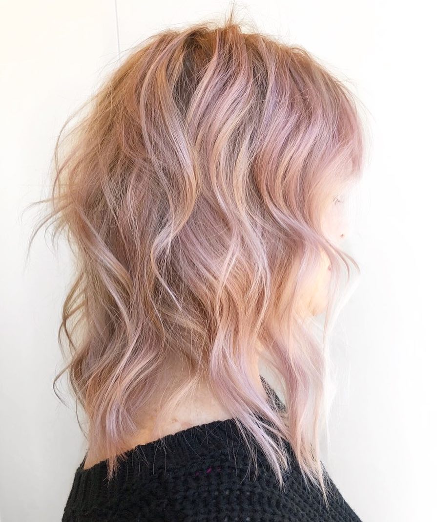 Pastel Pink Hair and Blonde Rose Gold Balayage