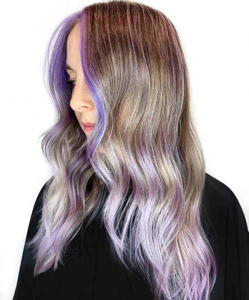 Lilac Highlights on Long Fine Hair