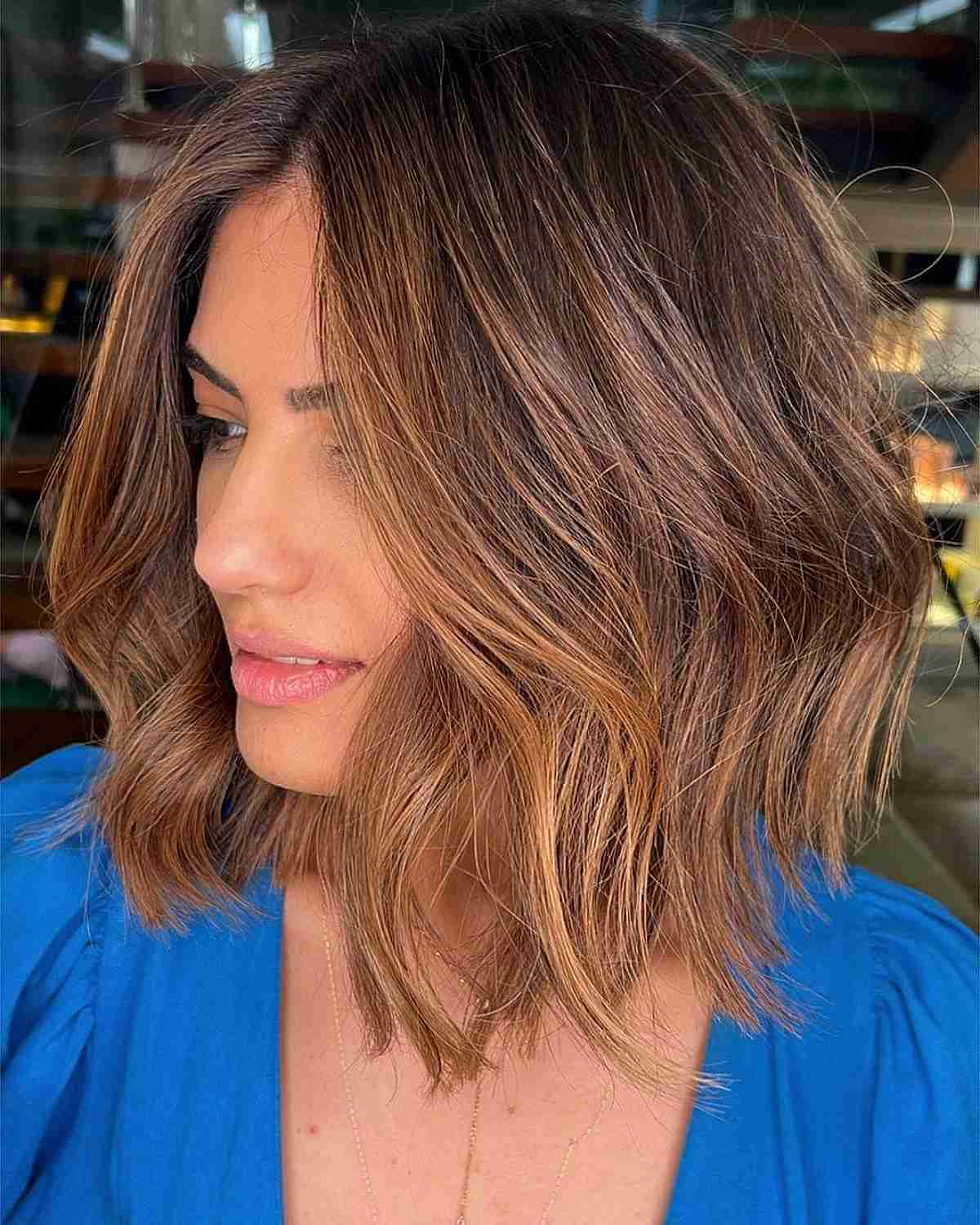 Lived-In Lob with Layers and Balayage