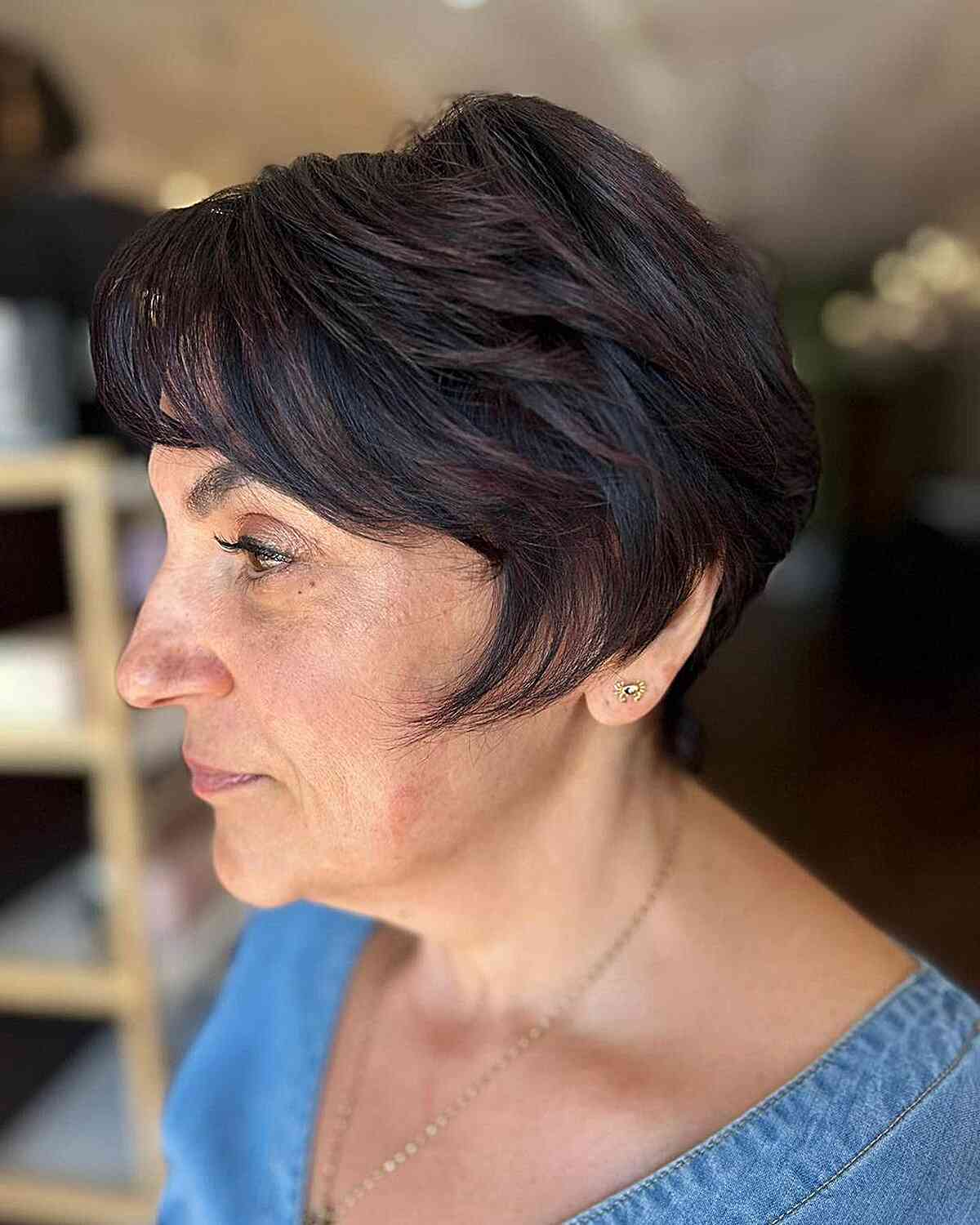 Lived-In Pixie Cut with Fringe for Ladies Aged 50