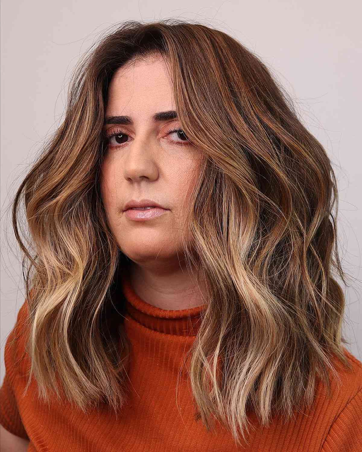 Lived-In Soft Waves with a Middle Part for Medium-Length Thick Hair