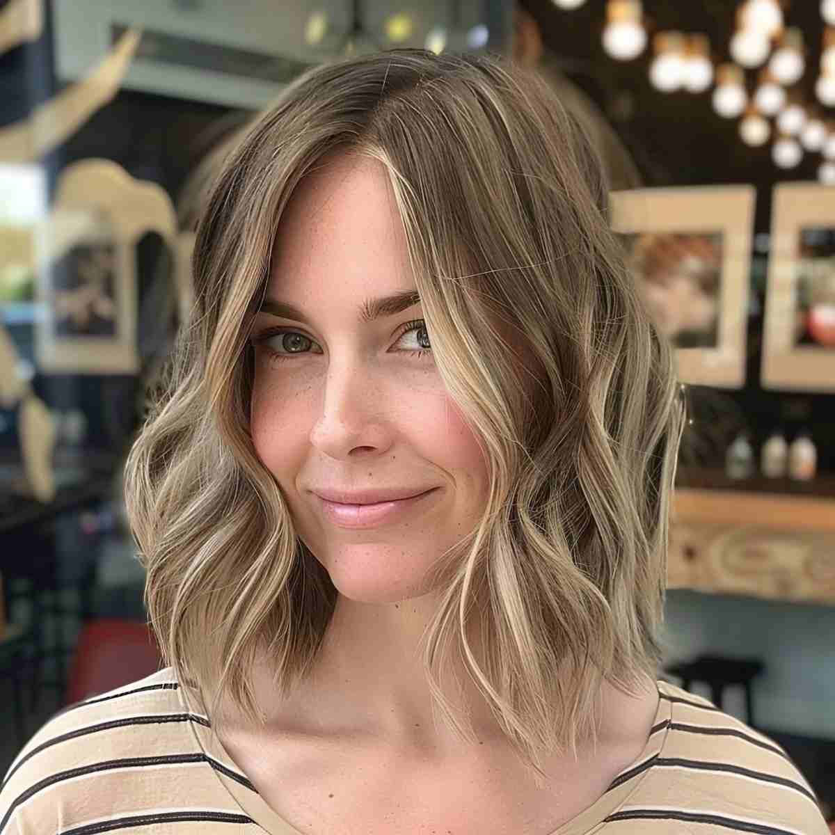 Modern Lived-In Textured Bob for Heart Faced Women