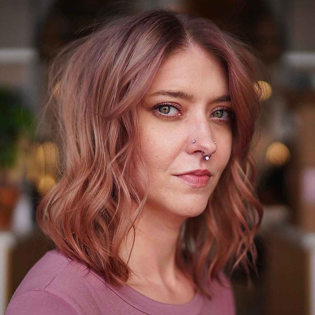 Lob Cut with Messy Waves