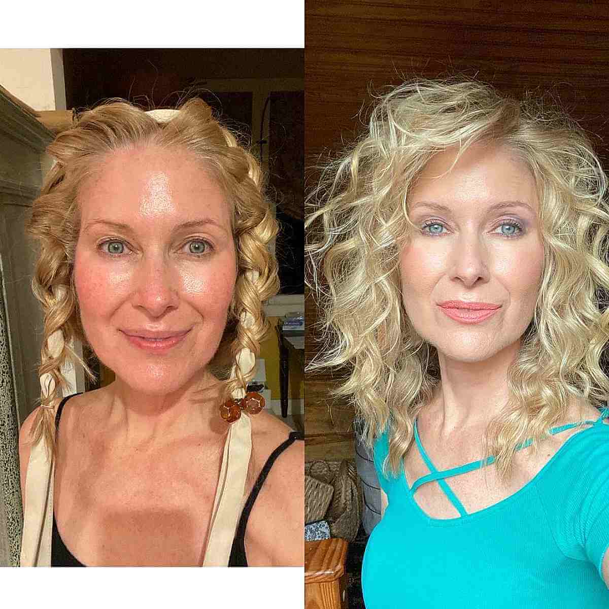Lob Cut with Textured Curls for Women Over 60