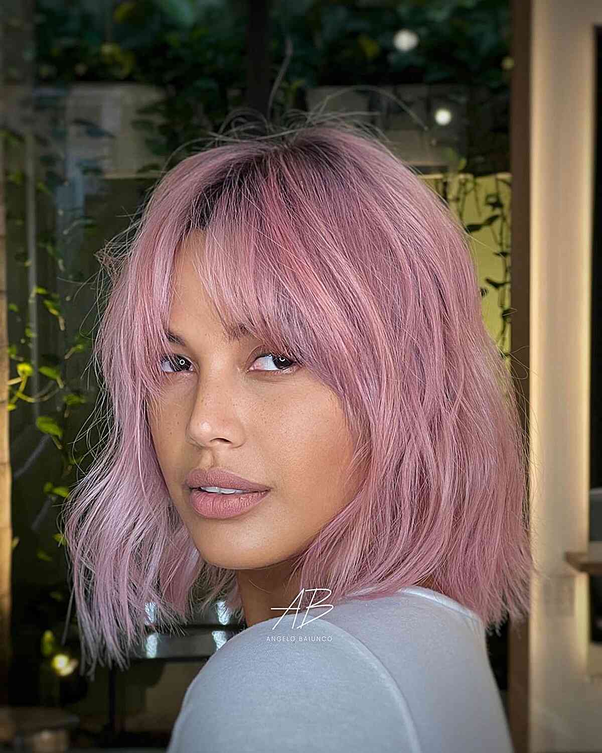 Lob for pink beachy hair