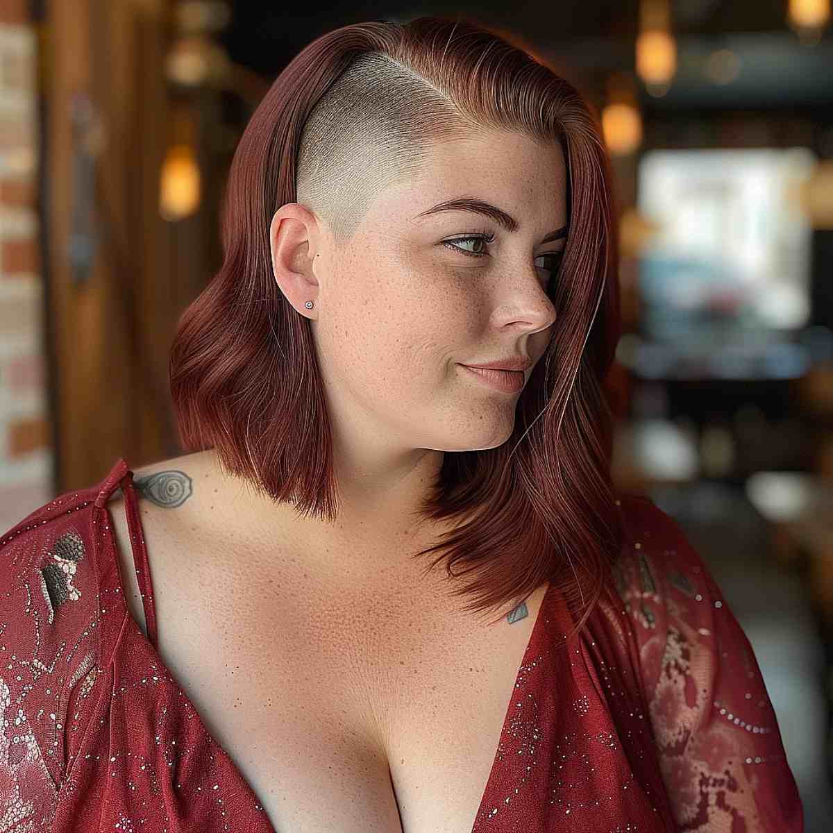 Lob with an Undercut for Women with Round Faces and Thick Hair