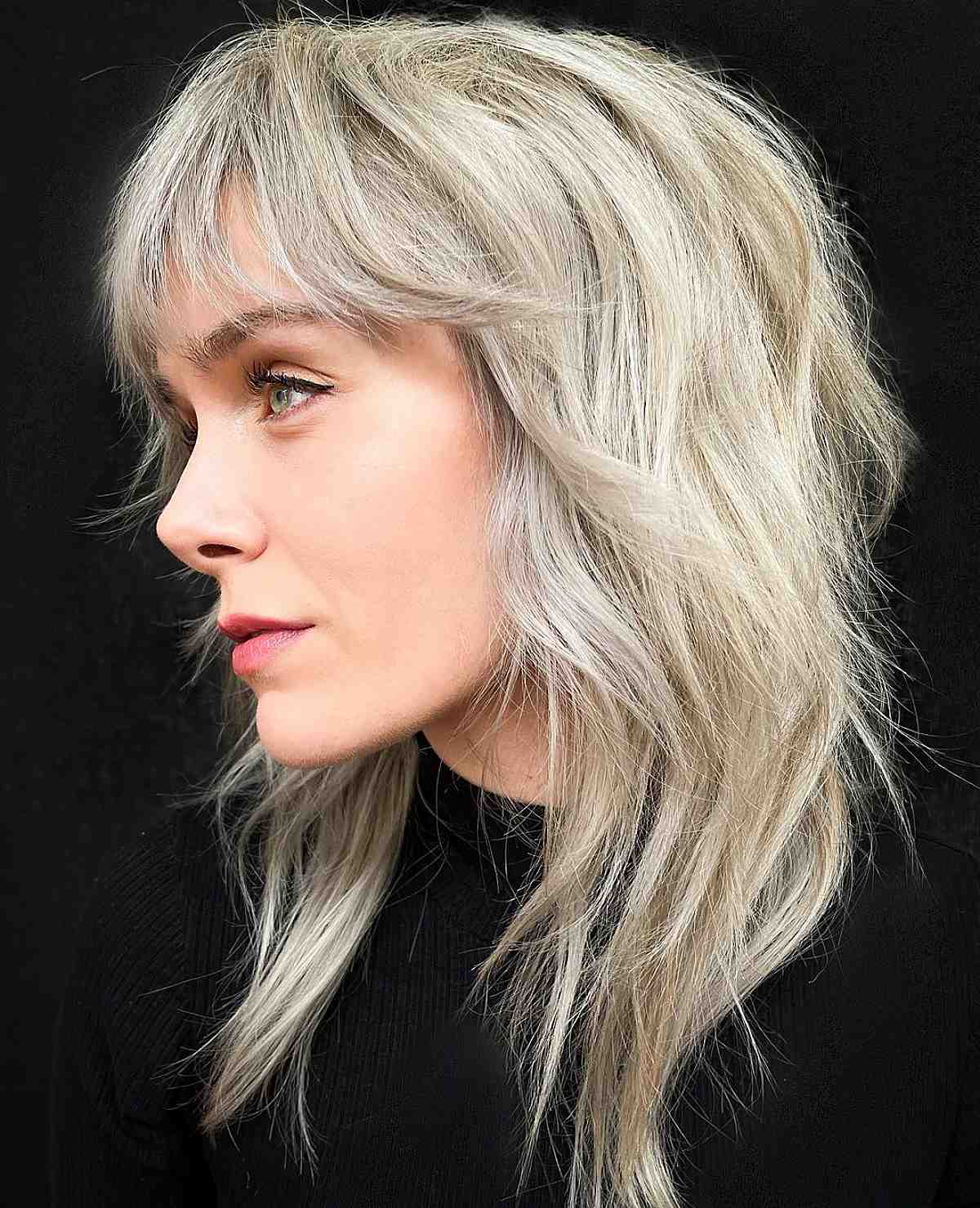 lob with bangs cut with a razor