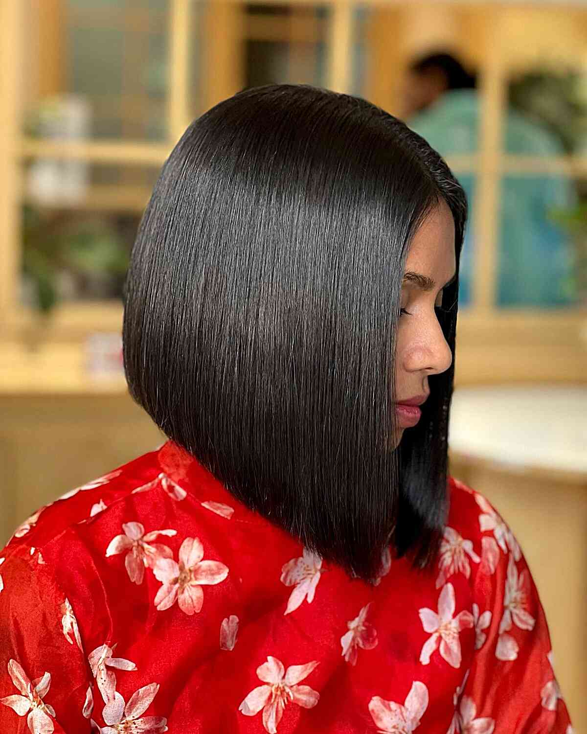 Long A-Line Angled Bob Cut with Blunt Ends