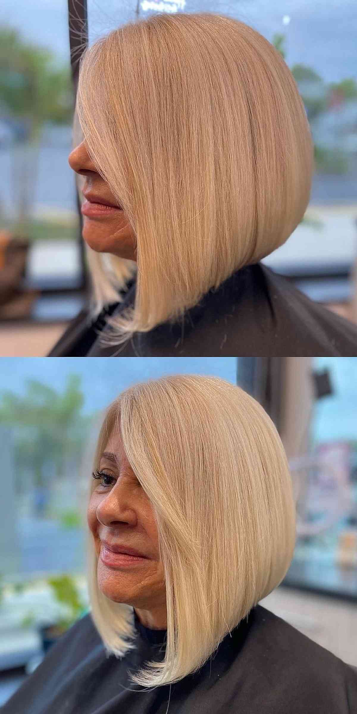 Long A-Line Bob on Straight Hair for Ladies 50 and Over